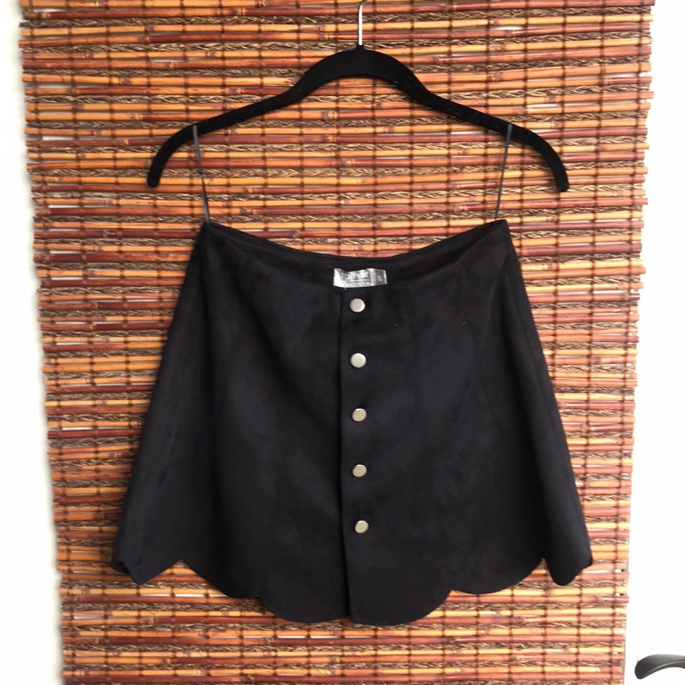 Black button up suede skirt